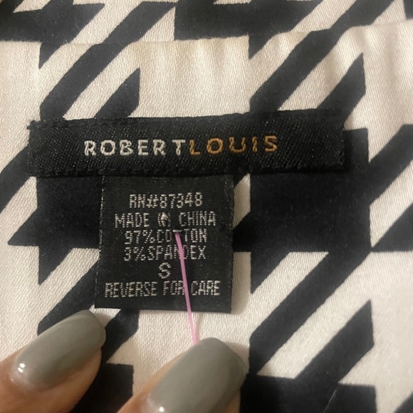 Robert Louis (Small) Black & White Houndstooth Patterned, Belted, Jacket/Blazer - Picture 7 of 9